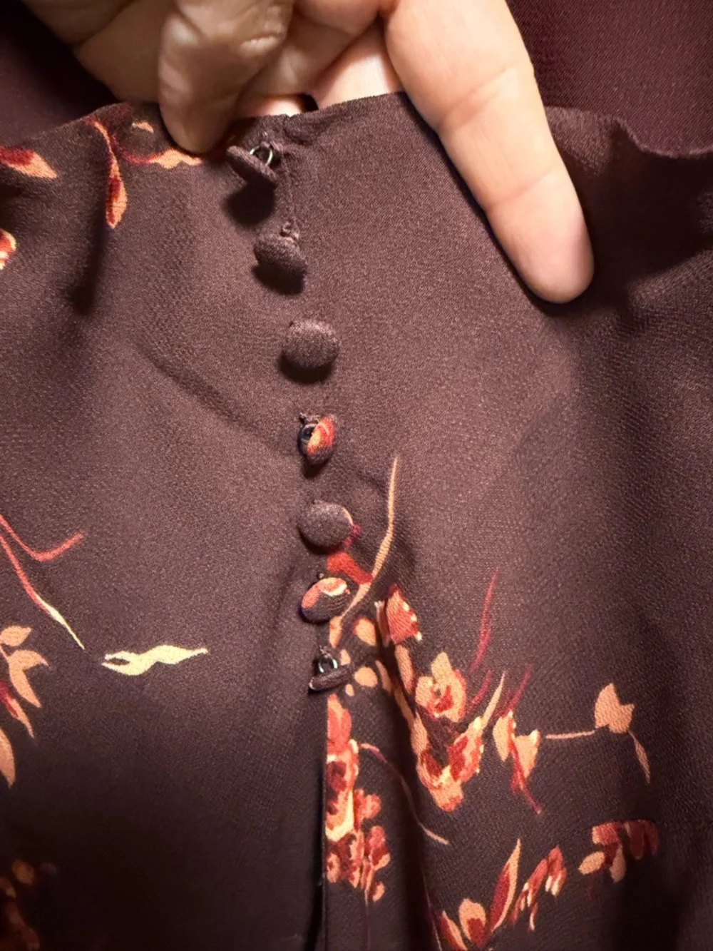 Reformation Evra Floral  Midi Dress Brown Open Back Puff Sleeve Size 8 - Picture 6 of 7